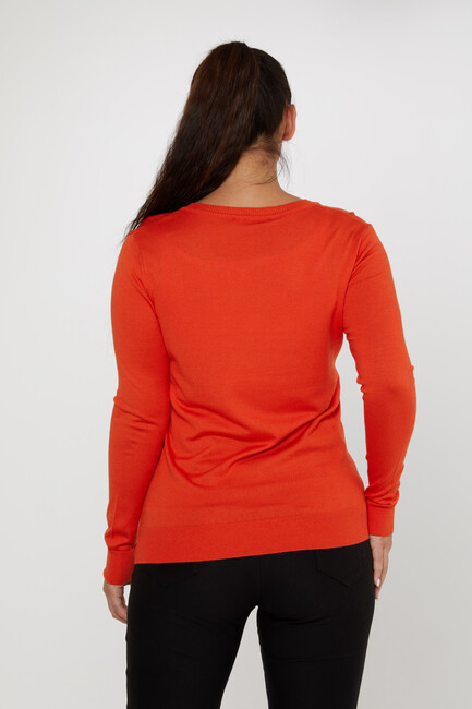 Women's Knitwear Basic V Neck Orange - 11071 | KAZEE - Thumbnail