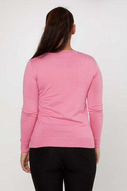 Women's Knitwear Basic V Neck Pink - 11071 | KAZEE - Thumbnail