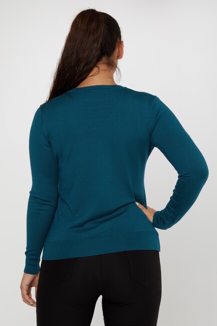 Women's Knitwear Basic V Neck Petrol - 11071 | KAZEE - Thumbnail