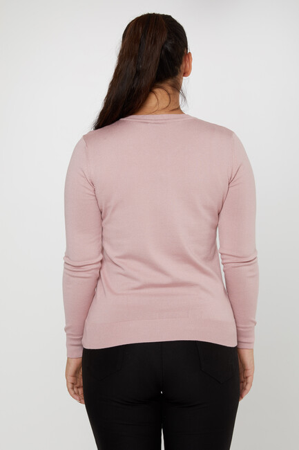 Women's Knitwear Basic V Neck Powder - 11071 | KAZEE - Thumbnail