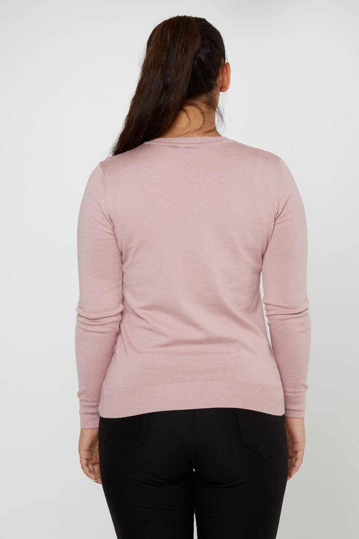 Women's Knitwear Basic V Neck Powder - 11071 | KAZEE