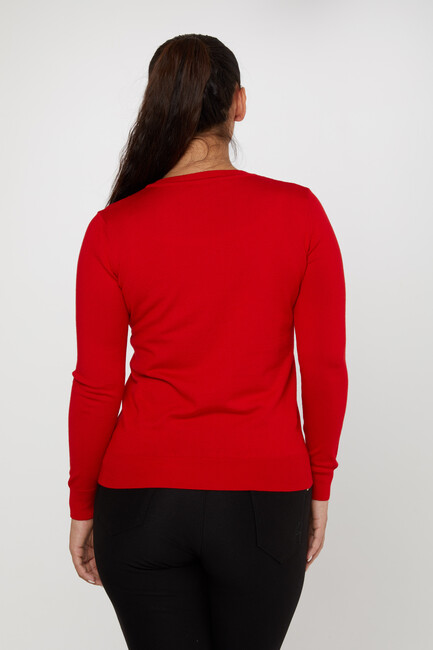 Women's Knitwear Basic V Neck Red - 11071 | KAZEE - Thumbnail