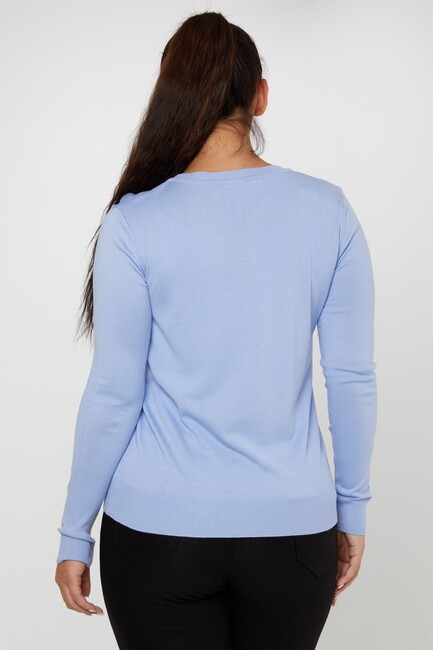 Women's Knitwear Basic V Neck Light Blue - 11071 | KAZEE - Thumbnail