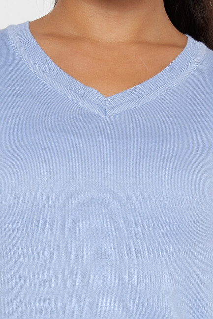 Women's Knitwear Basic V Neck Light Blue - 11071 | KAZEE - Thumbnail