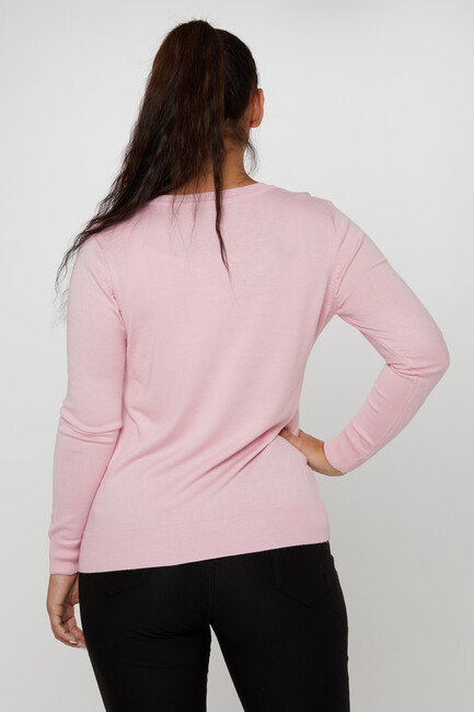 Women's Knitwear Basic V Neck Light Pink - 11071 | KAZEE - Thumbnail