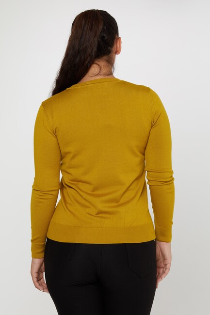 Women's Basic Knitwear V Neck Mustard - 11071 | KAZEE - Thumbnail