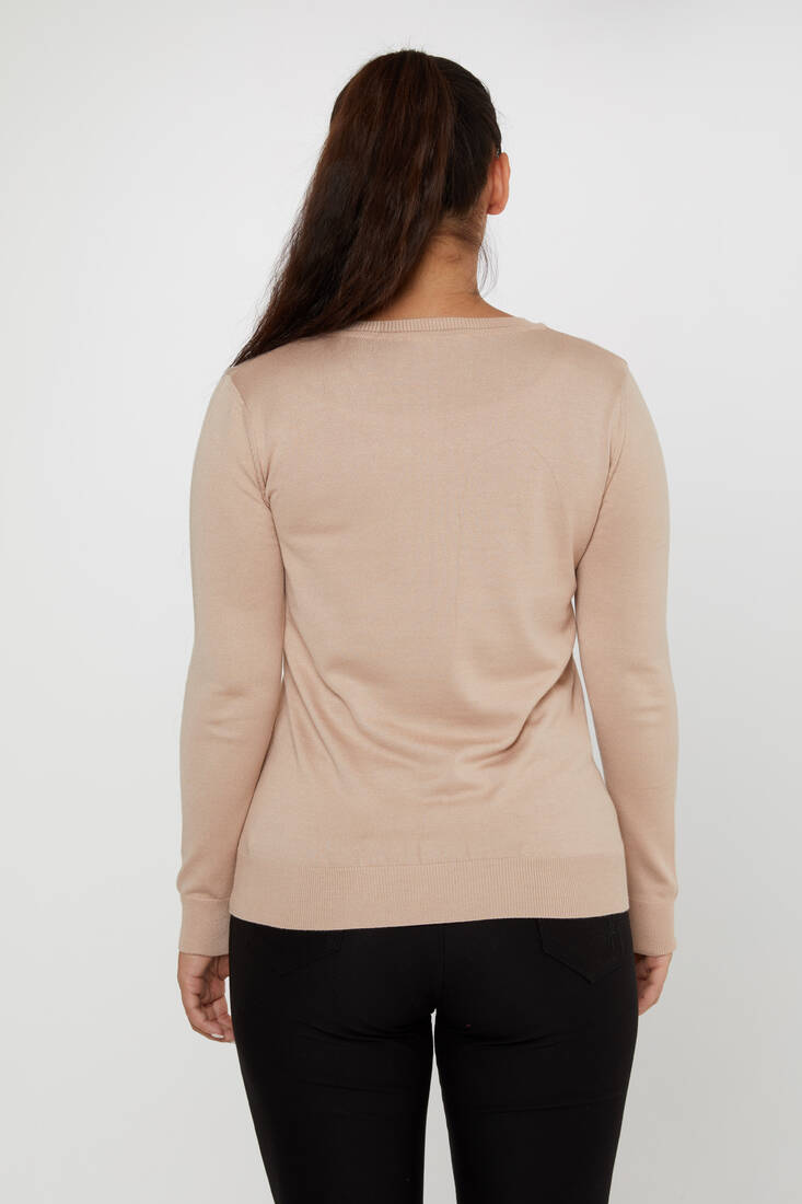 Women's Knitwear Basic V Neck Stone - 11071 | KAZEE