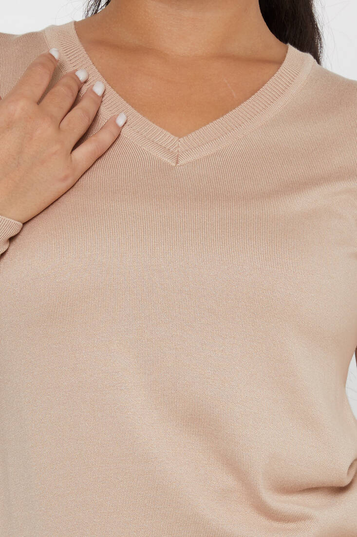 Women's Knitwear Basic V Neck Stone - 11071 | KAZEE