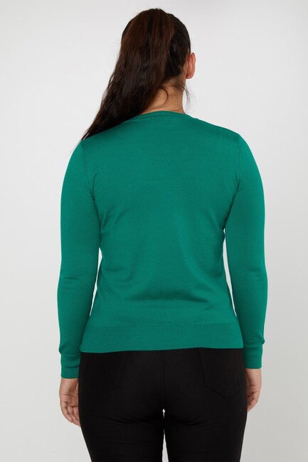 Women's Knitwear Basic V Neck Emerald - 11071 | KAZEE - Thumbnail