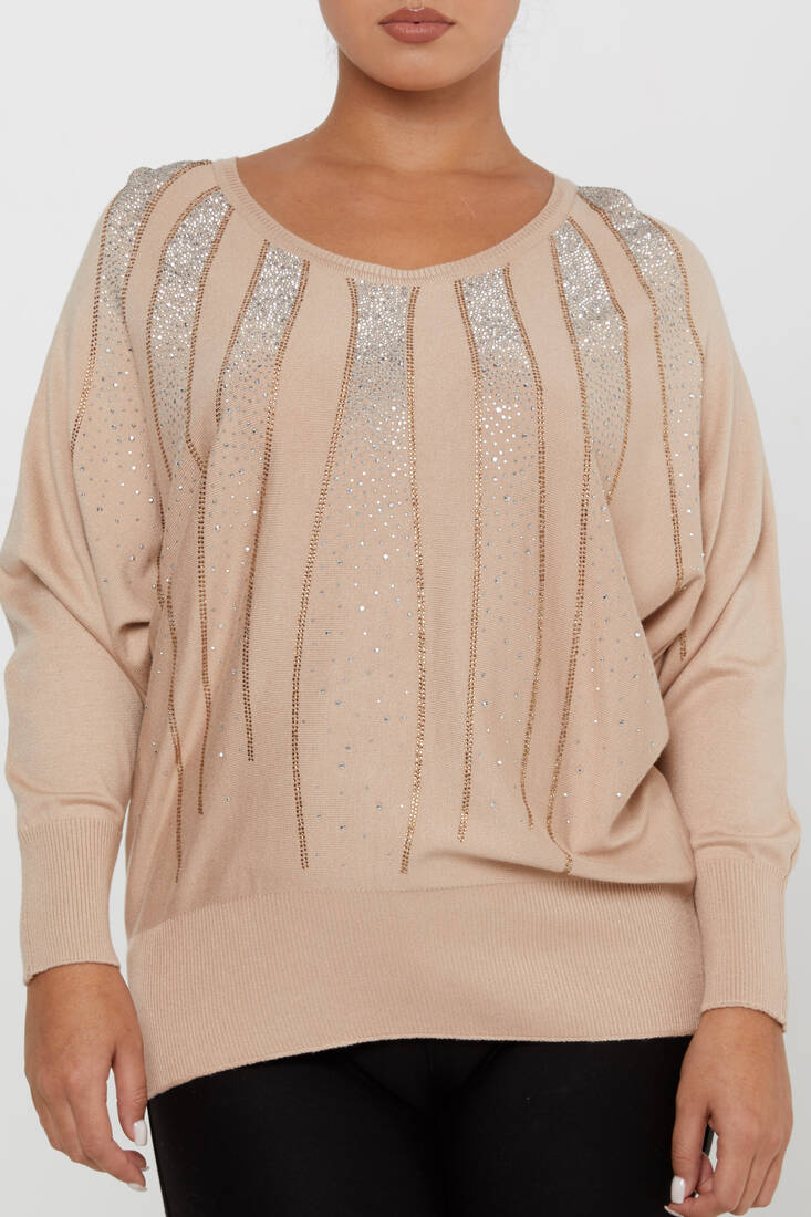 Women's Knitwear Batwing Sleeve Beige - 30675 | KAZEE