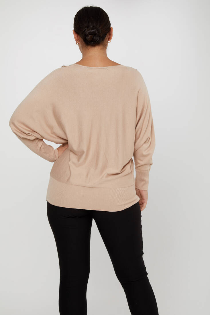 Women's Knitwear Batwing Sleeve Beige - 30675 | KAZEE