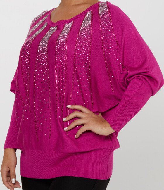 Women's Knitwear Batwing Sleeve Fuchsia - 30675 | KAZEE - Thumbnail