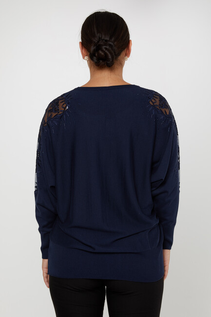 Women's Knitwear Batwing Sleeve Navy Blue - 30767 | KAZEE - Thumbnail