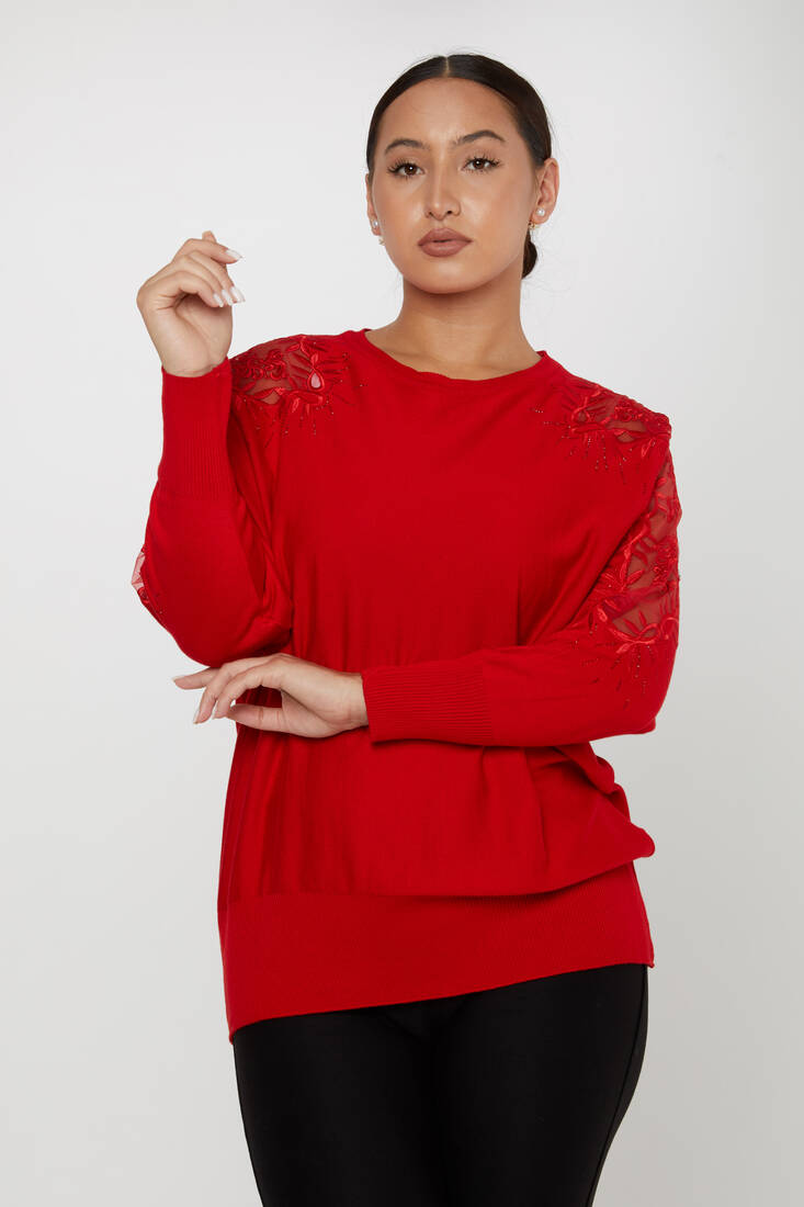 Women's Knitwear Batwing Sleeve Red - 30767 | KAZEE