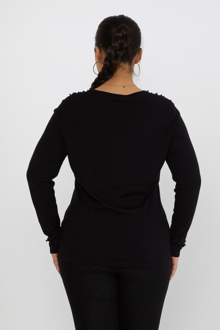 Women's Knitwear Beaded Collar Detail Black - 31951 | KAZEE - Thumbnail