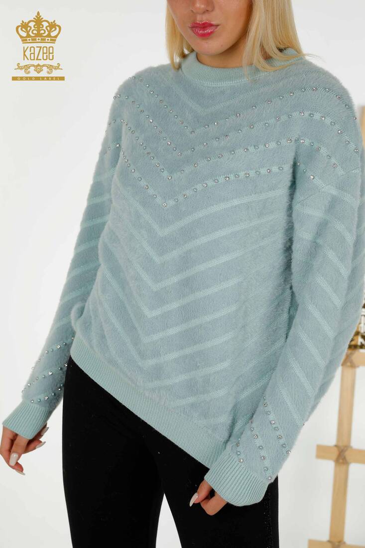 Women's Knitwear Beaded Stone Mint - 30189 | KAZEE