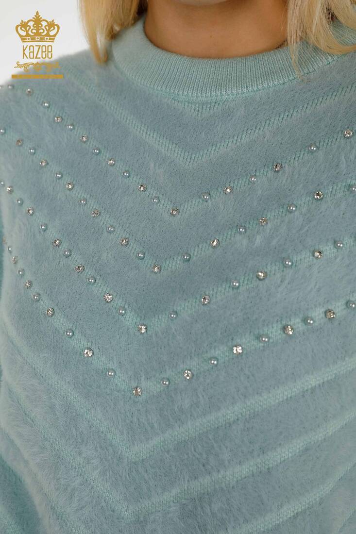 Women's Knitwear Beaded Stone Mint - 30189 | KAZEE