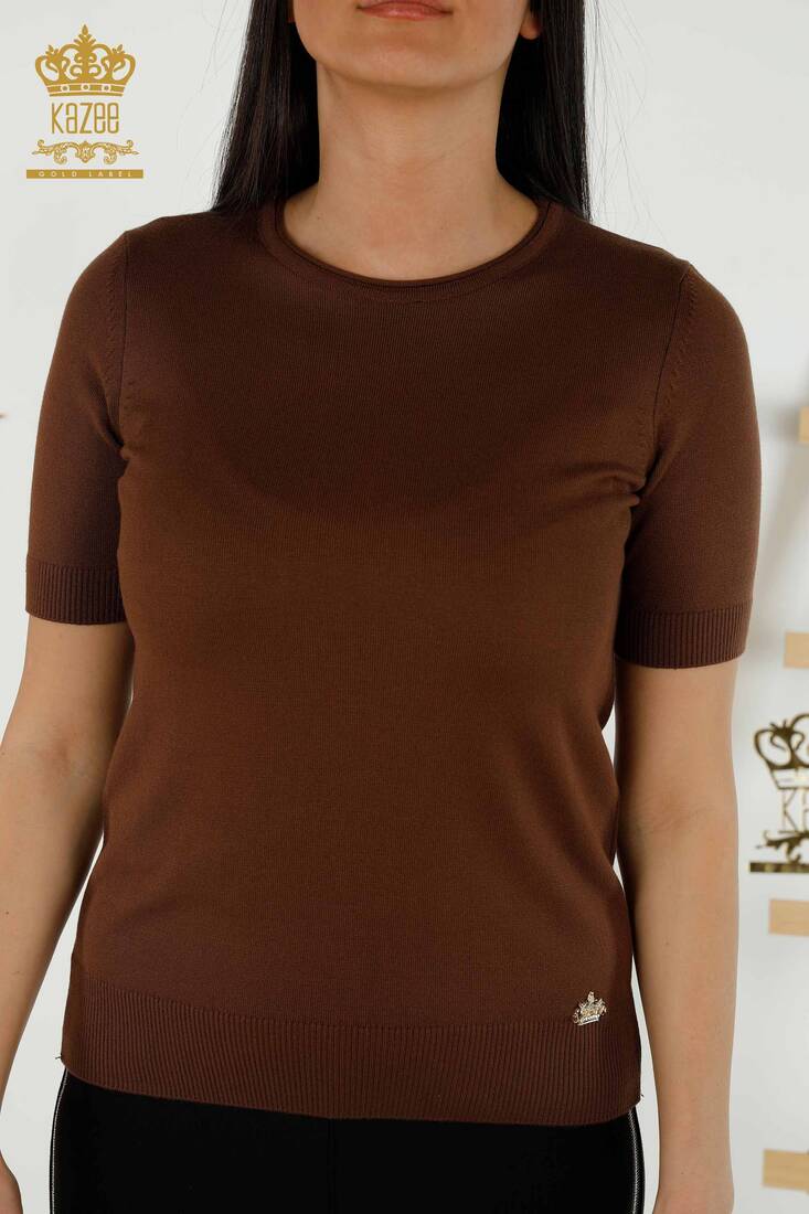 Women's Knitwear Crew Neck Brown - 15943 | KAZEE