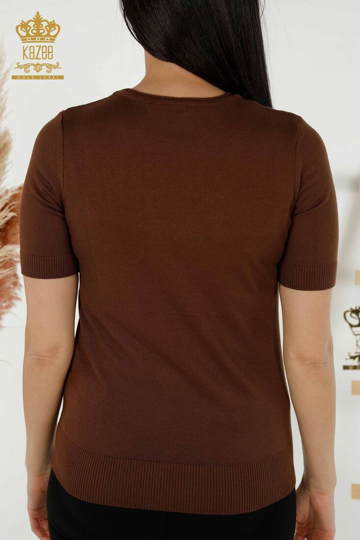 Women's Knitwear Crew Neck Brown - 15943 | KAZEE