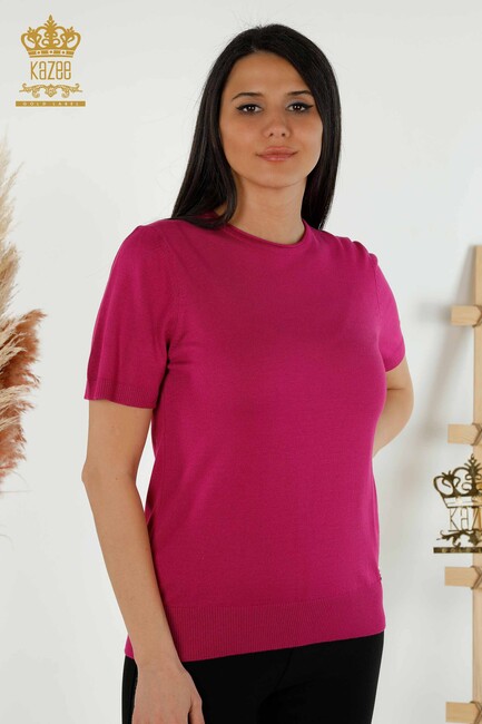 Women's Knitwear Crew Neck Fuchsia - 15943 | KAZEE - Thumbnail