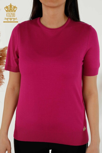 Women's Knitwear Crew Neck Fuchsia - 15943 | KAZEE - Thumbnail