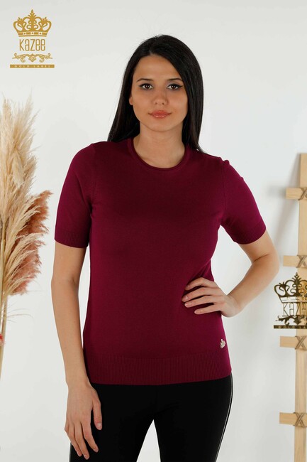 Women's Knitwear Crew Neck Purple - 15943 | KAZEE - Thumbnail