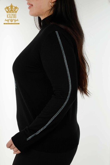 Women's Knitwear Bird Pattern Black - 16459 | KAZEE - Thumbnail