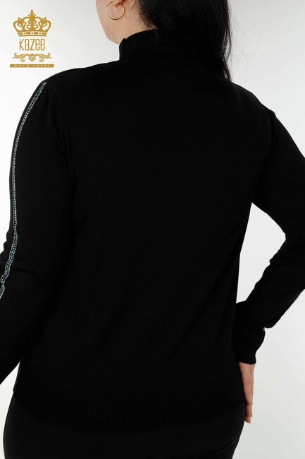 Women's Knitwear Bird Pattern Black - 16459 | KAZEE - Thumbnail