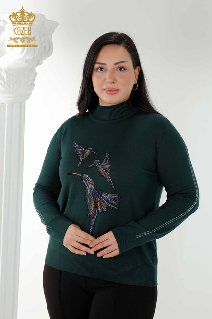 Women's Knitwear Bird Patterned Nefti - 16459 | KAZEE - Thumbnail