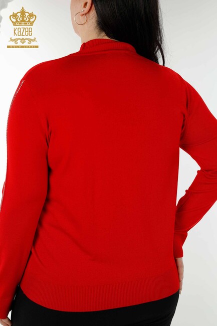 Women's Knitwear Bird Pattern Red - 16459 | KAZEE - Thumbnail