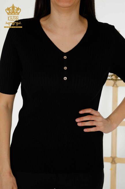 Women's Knitwear Button Detailed Black - 30043 | KAZEE - Thumbnail