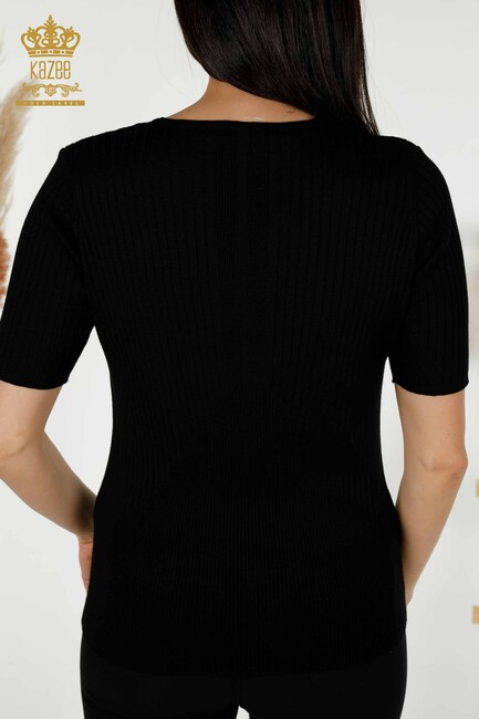 Women's Knitwear Button Detailed Black - 30043 | KAZEE - Thumbnail