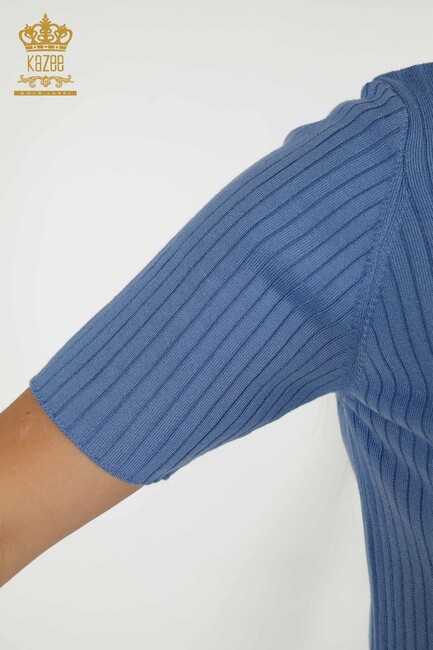 Women's Knitwear Button Detailed Blue - 30043 | KAZEE - Thumbnail