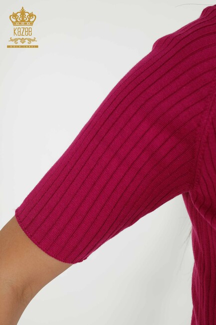 Women's Knitwear Button Detailed Fuchsia - 30043 | KAZEE - Thumbnail