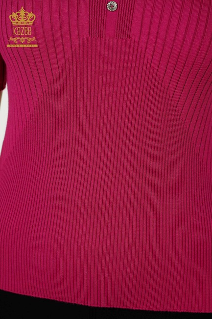 Women's Knitwear Button Detailed Fuchsia - 30043 | KAZEE - Thumbnail