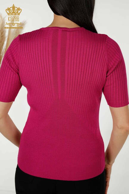 Women's Knitwear Button Detailed Fuchsia - 30043 | KAZEE - Thumbnail