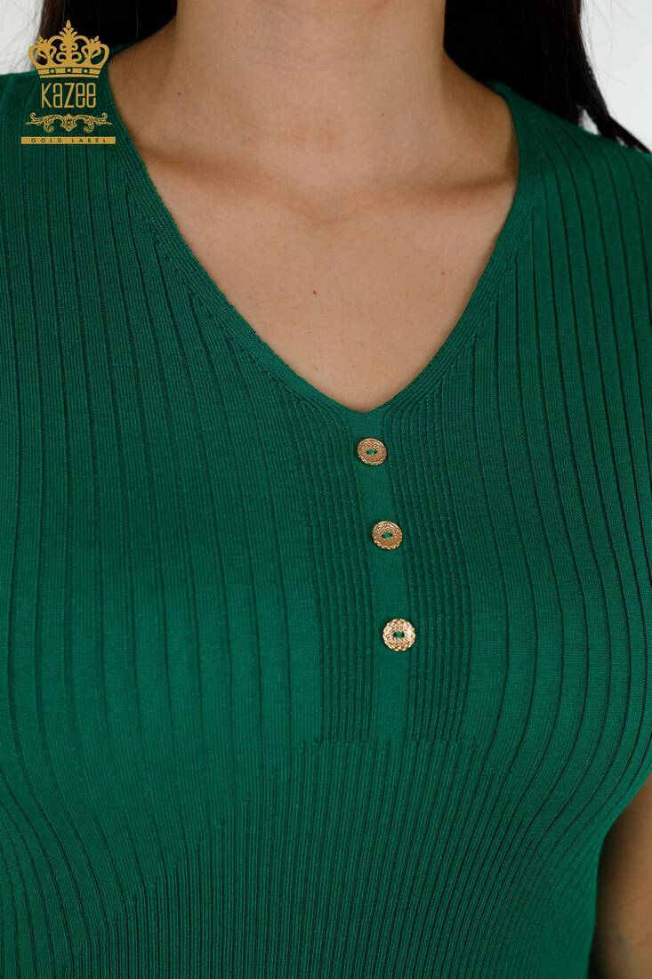 Women's Knitwear Button Detailed Green - 30043 | KAZEE