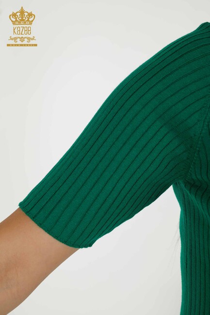 Women's Knitwear Button Detailed Green - 30043 | KAZEE - Thumbnail