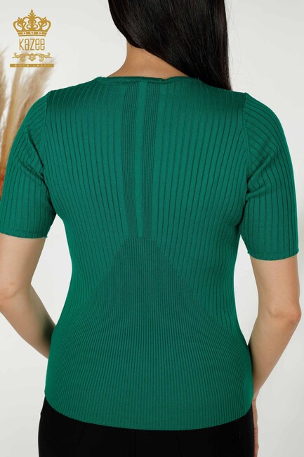 Women's Knitwear Button Detailed Green - 30043 | KAZEE - Thumbnail