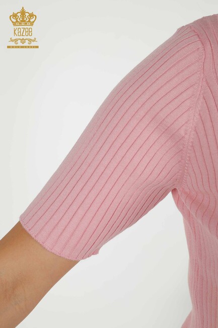 Women's Knitwear Button Detailed Pink - 30043 | KAZEE - Thumbnail