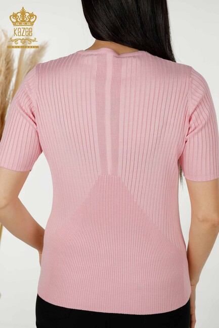 Women's Knitwear Button Detailed Pink - 30043 | KAZEE - Thumbnail