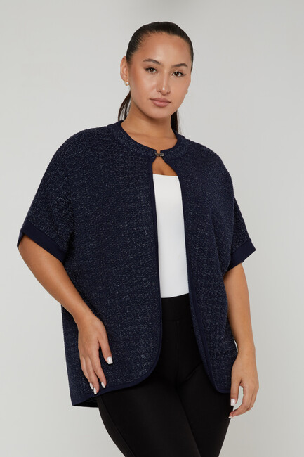 Women's Knitted Cardigan with Buckle Detail Lavender - 30708 | KAZEE - Thumbnail