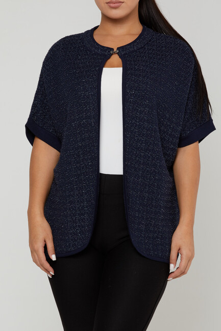 Women's Knitted Cardigan with Buckle Detail Lavender - 30708 | KAZEE - Thumbnail