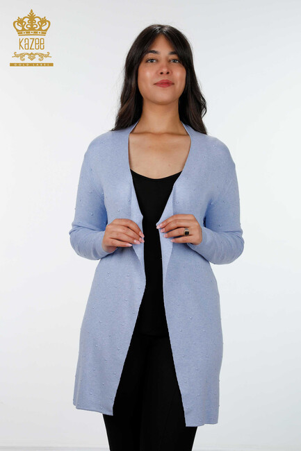 Women's Knitwear Cardigan Long Blue - 15436 | KAZEE - Thumbnail