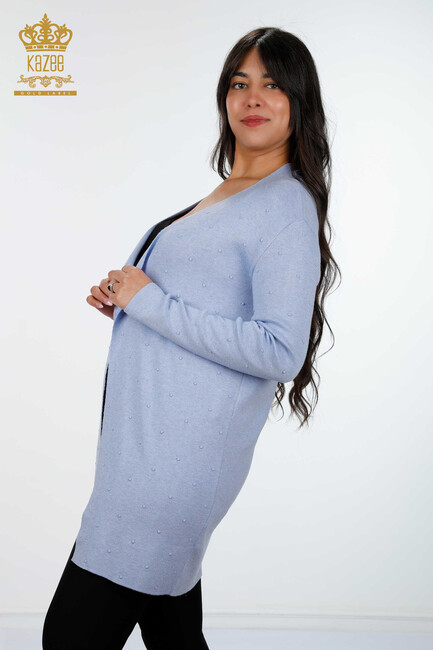 Women's Knitwear Cardigan Long Blue - 15436 | KAZEE - Thumbnail