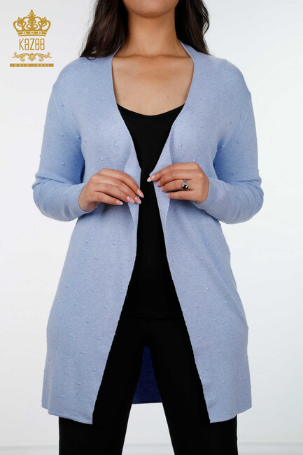 Women's Knitwear Cardigan Long Blue - 15436 | KAZEE - Thumbnail