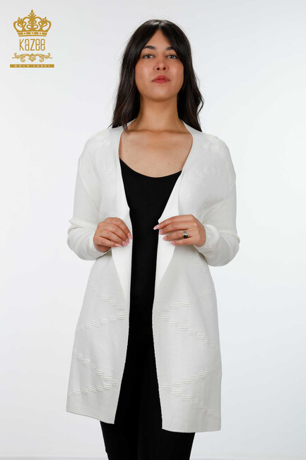 Women's Knitwear Cardigan Long Ecru - 15440 | KAZEE - Thumbnail