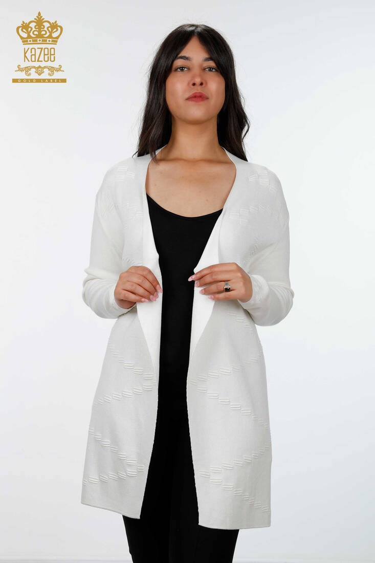 Women's Knitwear Cardigan Long Ecru - 15440 | KAZEE