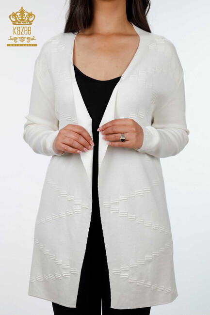 Women's Knitwear Cardigan Long Ecru - 15440 | KAZEE - Thumbnail