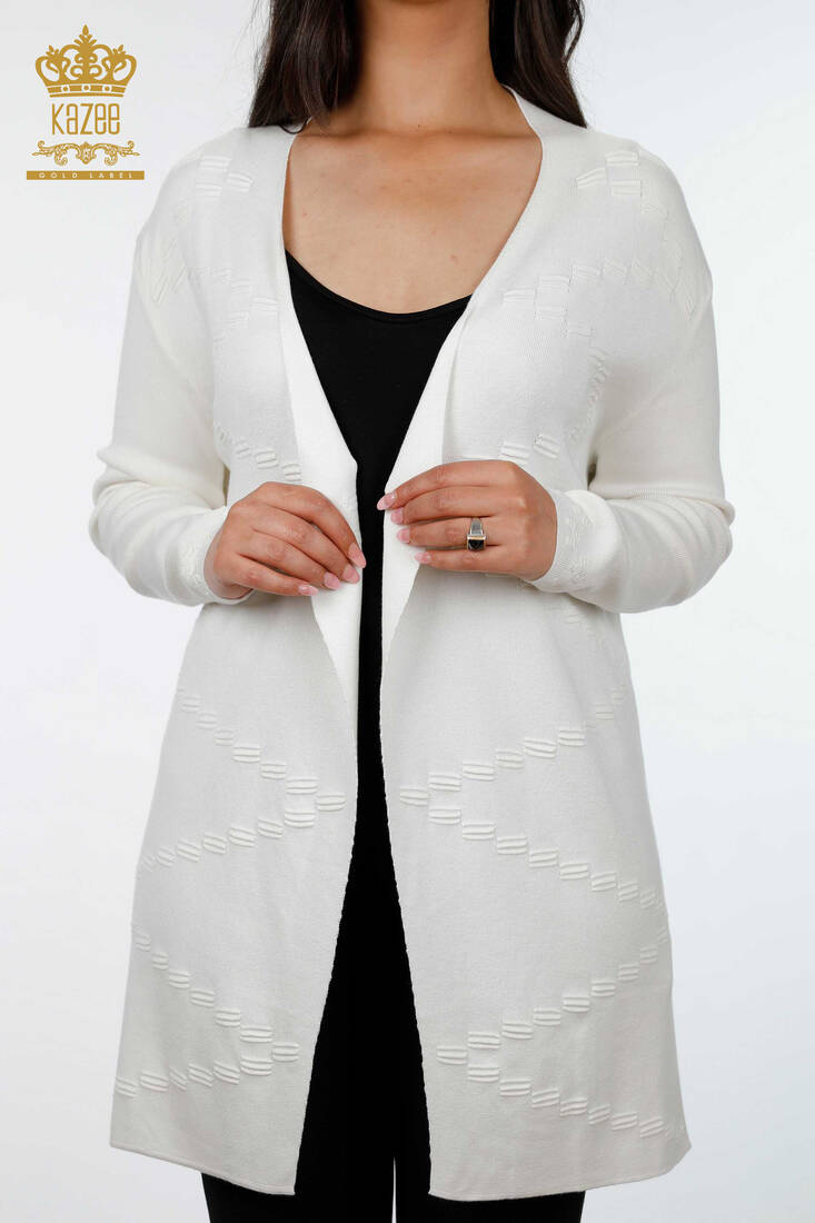 Women's Knitwear Cardigan Long Ecru - 15440 | KAZEE